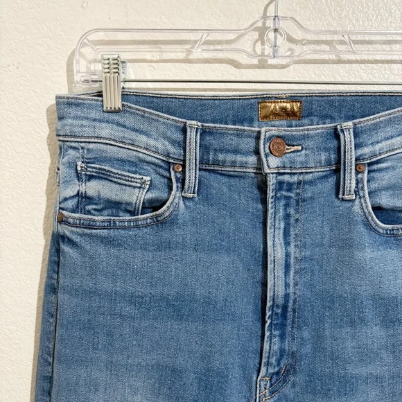 Mother High Waisted Rider Ankle Fray Straight Leg‎ Jeans in Party Like A Pirate